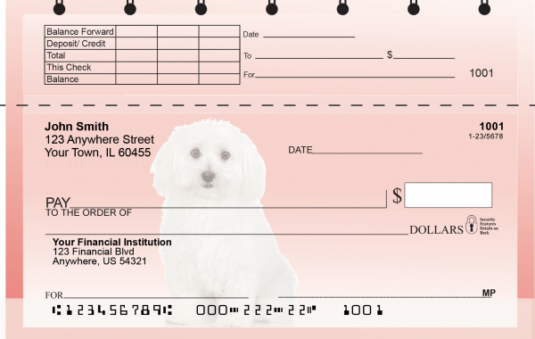 Adorable Bichons Top Stub Checks