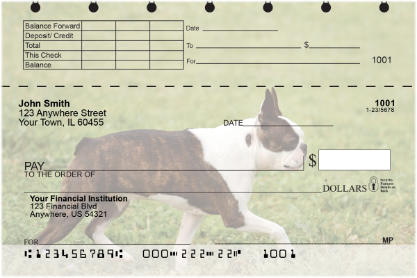 Boston Terrier Top Stub Checks
