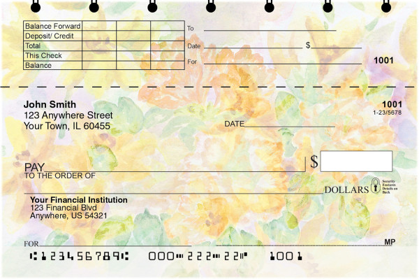 Painted Flowers Top Stub Checks