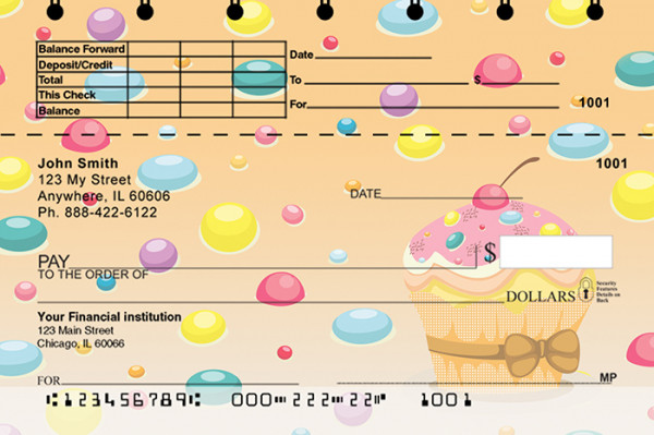 Cupcakes Top Stub Personal Checks