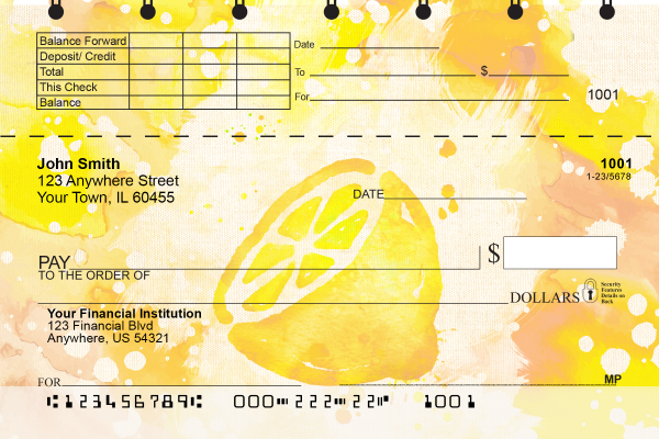Watercolor Fruit Top Stub Checks