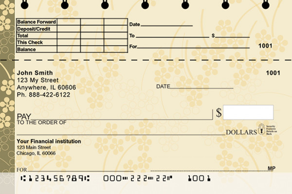 Soft Vines Top Stub Personal Checks