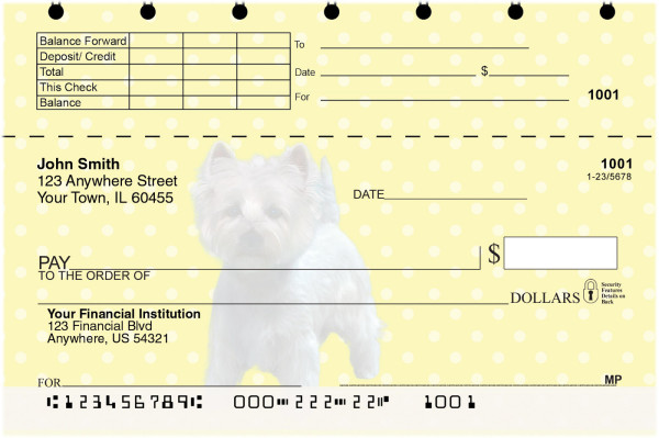 Westie Pups Keith Kimberlin Top Stub Checks