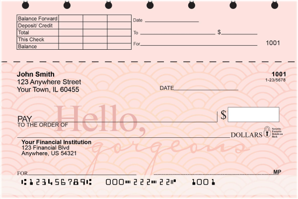 Hello, Gorgeous Top Stub Personal Checks