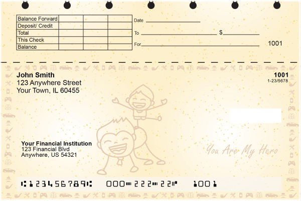 Dad is my Hero Top Stub Personal Checks