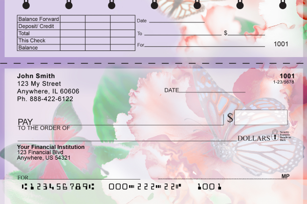 Spring Time Butterflies Top Stub Checks