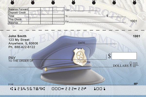 To Serve and Protect Top Stub Personal Checks