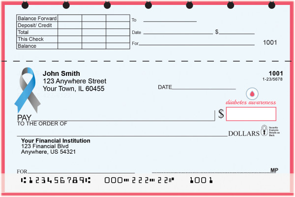 Diabetes Awareness Top Stub Checks