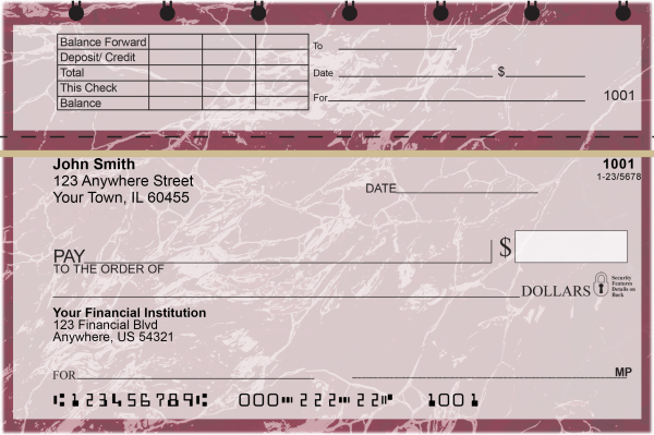Burgundy Marble Top Stub Checks