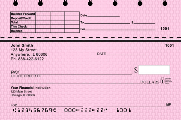 Pink Safety Top Stub Checks