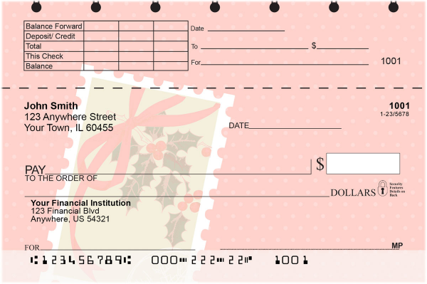 Christmas Greetings Top Stub Checks
