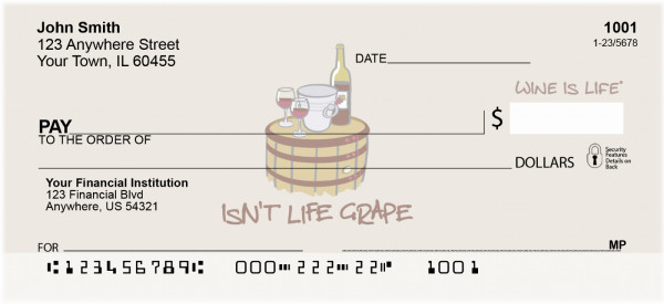 Peace, Love, and Wine Is Life Personal Checks
