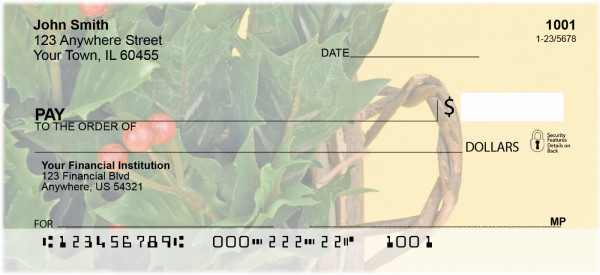 Holly Christmas Basket Personal Checks