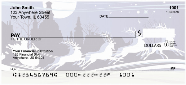 Santa`s Blue Christmas Personal Checks