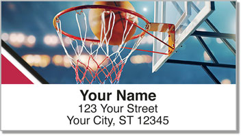 Red & Black Basketball Address Labels