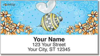 Orange Daisies with Bees Address Labels