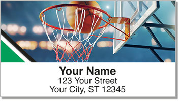Green & Black Basketball Address Labels