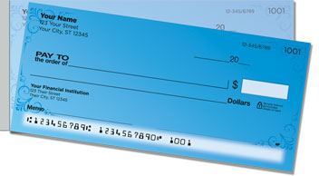 Blue Corner Scroll Side Tear Checks