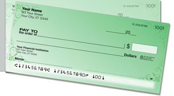 Green Corner Scroll Side Tear Checks