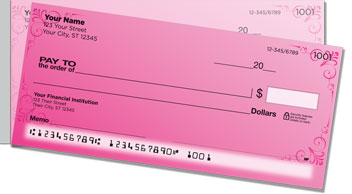 Pink Corner Scroll Side Tear Checks