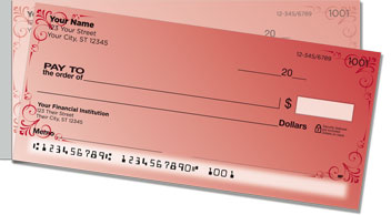 Red Corner Scroll Side Tear Checks