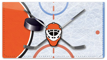 Orange & Black Hockey Checkbook Cover