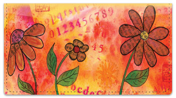 Rice Paper Flower Checkbook Cover
