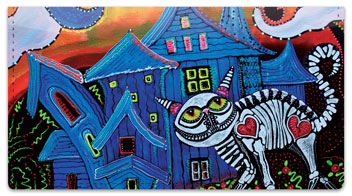 Skelly Cat Checkbook Cover