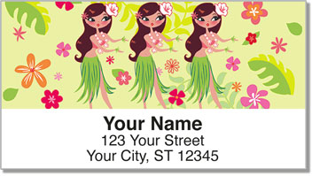 Hula Girl Address Labels