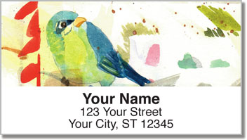 Mixed Media Birds Address Labels