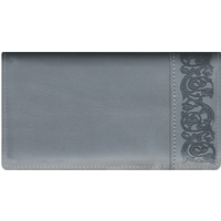 Premium Gray Leather Checkbook Cover