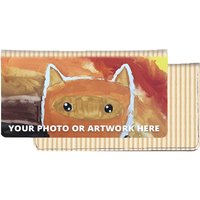 Artistic Tan Stripes Photo Fabric Checkbook Covers