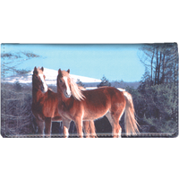 Horses Leather Checkbook Cover