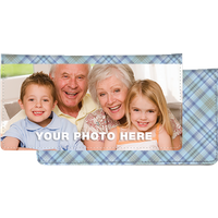 Fabric Photo Checkbook Cover Blue Plaid