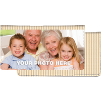 Fabric Photo Checkbook Cover Tan Stripes