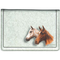 Horses Top Stub Fabric Checkbook Cover