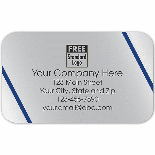 Rectangular Label on Silver Poly w/Blue Lines 2.5x1.5