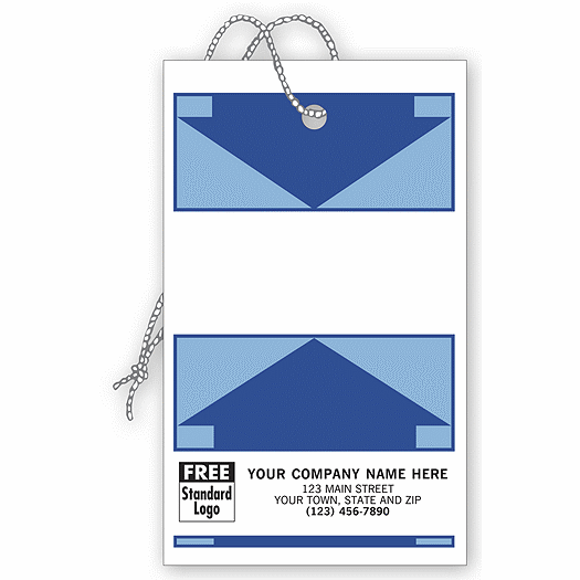 Weatherproof Tags, Tyvek, White w/Blue Arrow Design