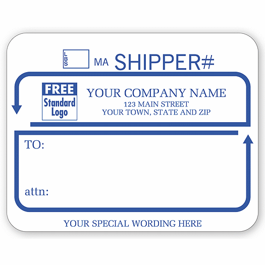 Jumbo Shipping Labels with UPS #, Padded, White with Blue