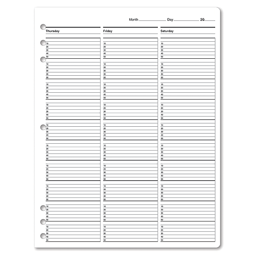 Timescan Undated Appointment Sheets 1 Col 10 Min