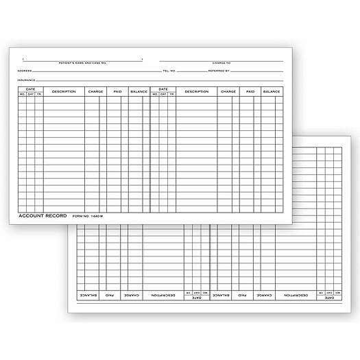 Account Record Billing Card, Double Entry