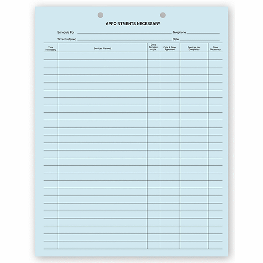 Dental Appointments Necessary Forms, 2 Hole Punch, Blue Bond