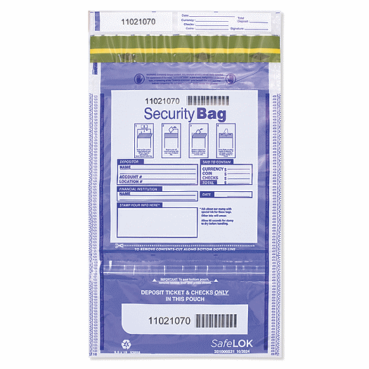 9 1/2x15  Dual Pocket Deposit Bag, Clear Front, Opaque Back