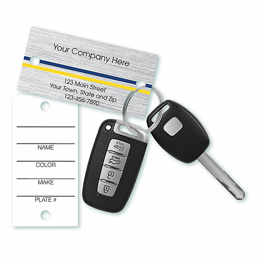 Key Tag w/Navy and Yellow Stripes 1.25 x 2.5