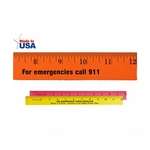 Fluorescent Wood Ruler (English scale) - 12"