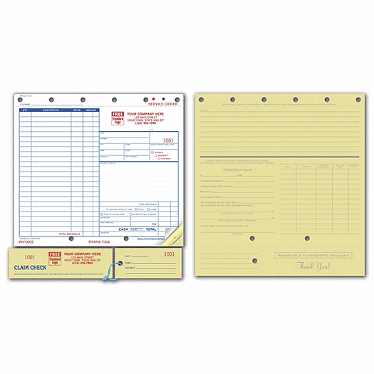 Service Orders, Carbon, Claim Check, Large Format