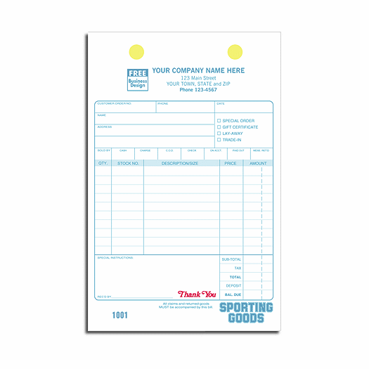 Sporting Goods Register Forms