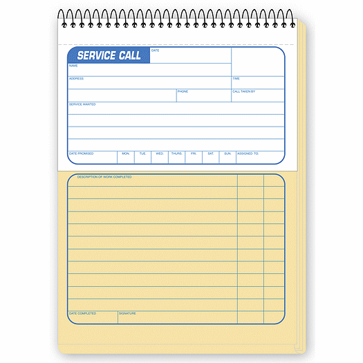 Service Call Slip/Service Order Book