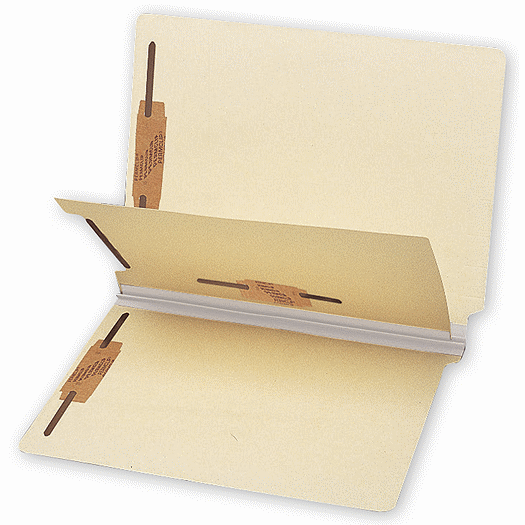End Tab Folders, Manila, 18pt, 1 Divider, Multi Fastener