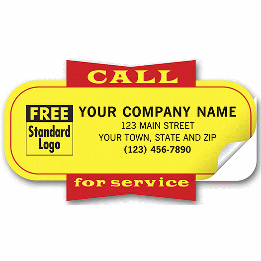 Service Labels,  Call for Service , Yellow, Padded